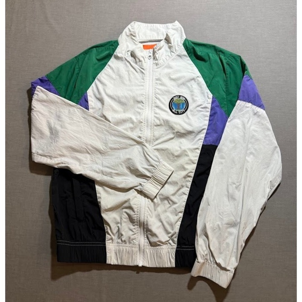 Just Don All City Windbreaker Jacket  Mens S White Color Block Zip‎ Lightweight